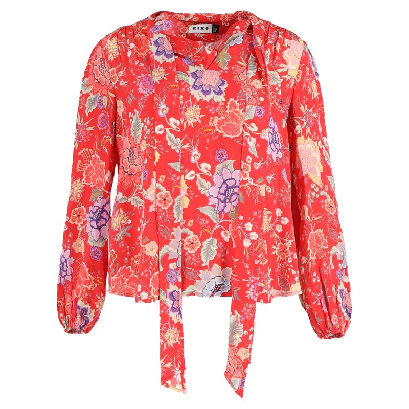 Rixo Azra Blouse In Red Viscose